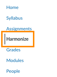 Canvas Course Navigation: Harmonize Option