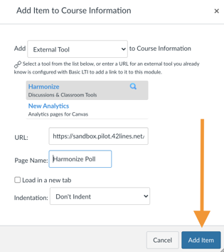 Canvas Module: Add External Tool Item