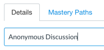 New Assignment Assignment Name Field
