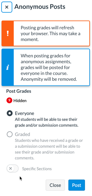 Post Grades Popup Post Button