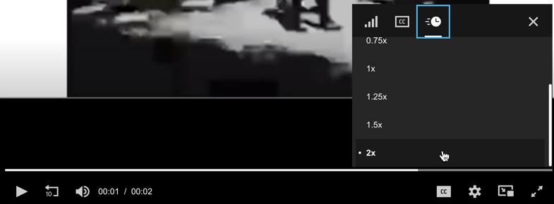 Harmonize Video Player Showing Variable Speed Selection