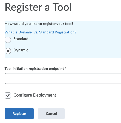 Brightspace Setup: Register Tool Page Dynamic Option