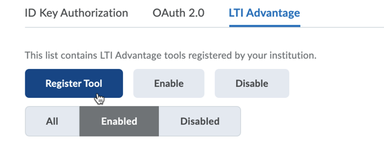 Brightspace Manage Extensibility LTI Advantage Tab