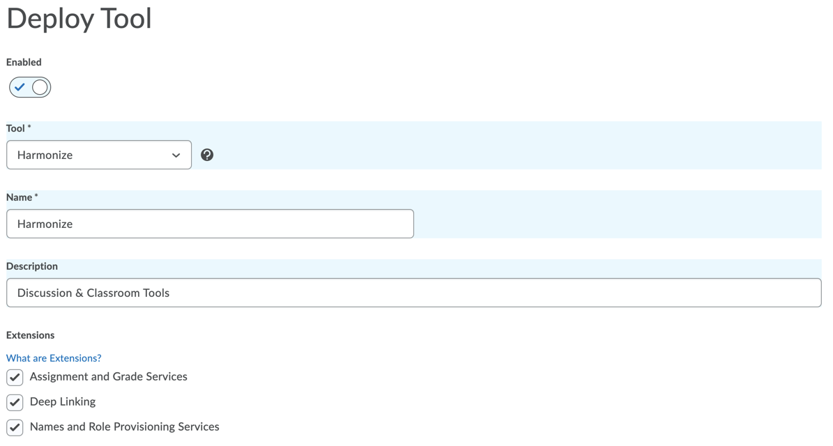 Brightspace Deploy Tool Form