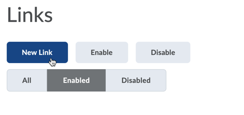 Brightspace Setup: Links Page New Link Button