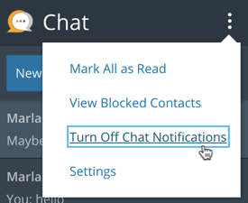 Turn off Chat Notifications drop down
