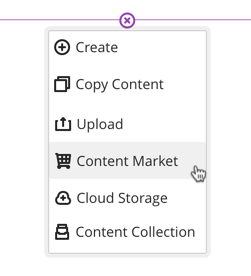 Blackboard Course Content Add Menu Content Market Option