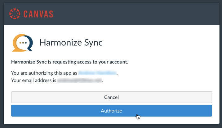 Canvas Authorize Access Form