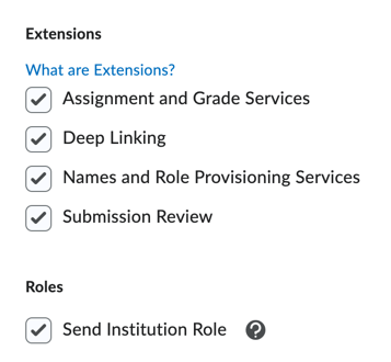Brightspace Setup: Edit Tool Page Extensions and Roles Options