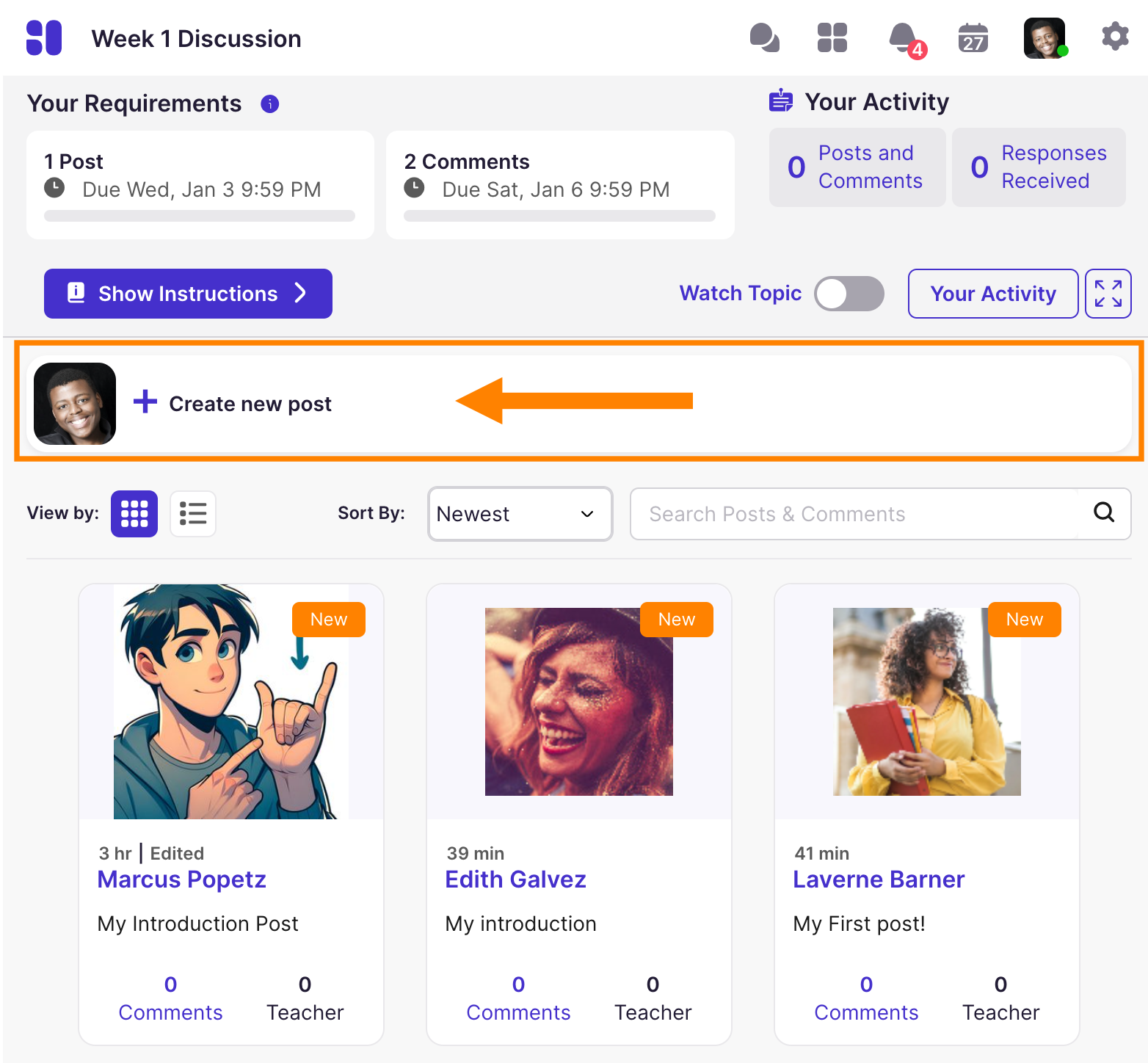 Discussion: Create New Post Button