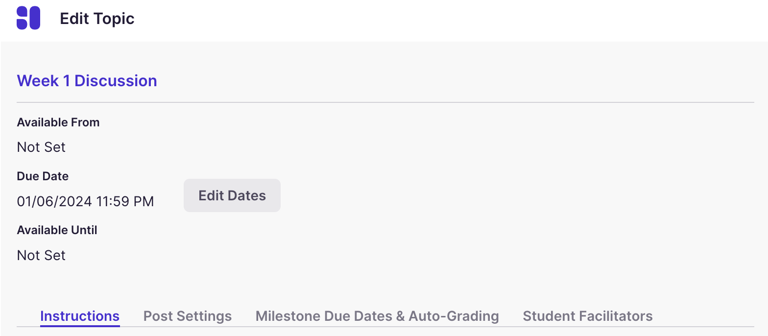 Create discussion: Date fields