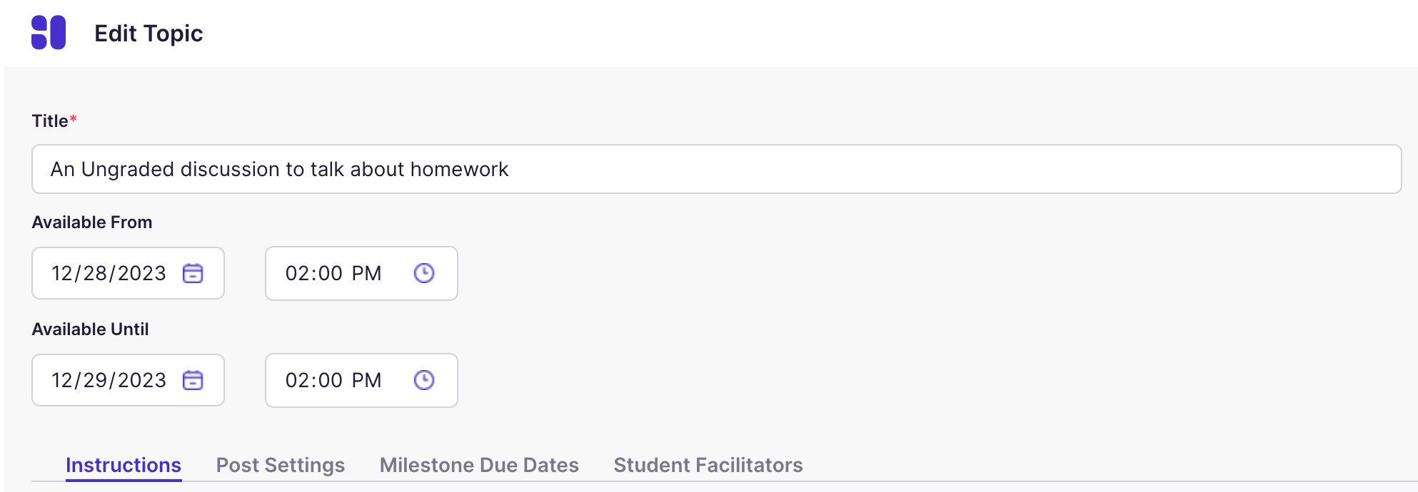 Discussion: Topic Settings When LMS Does Not Sync Dates