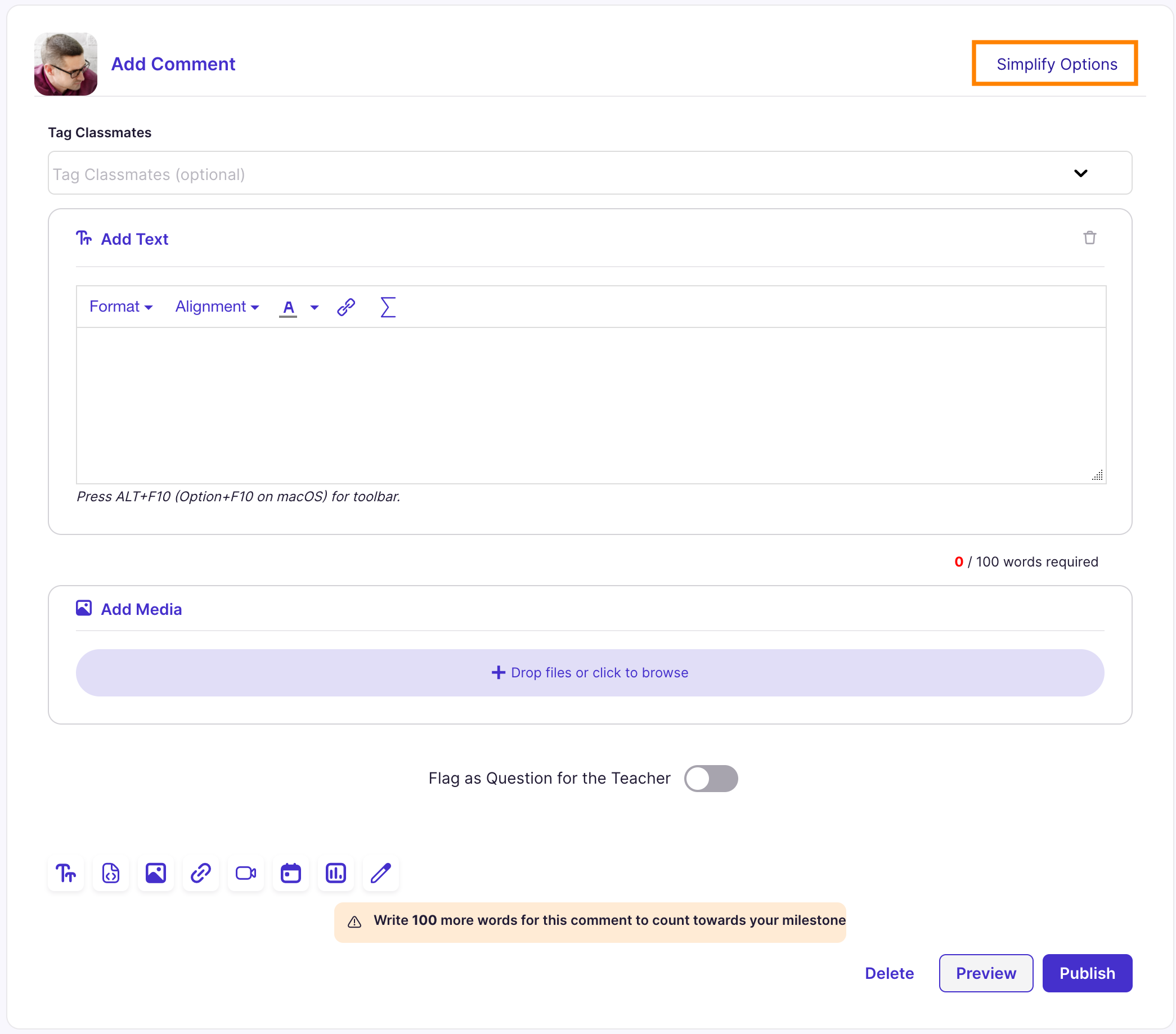 Discussion: Add Comment with Advanced Options