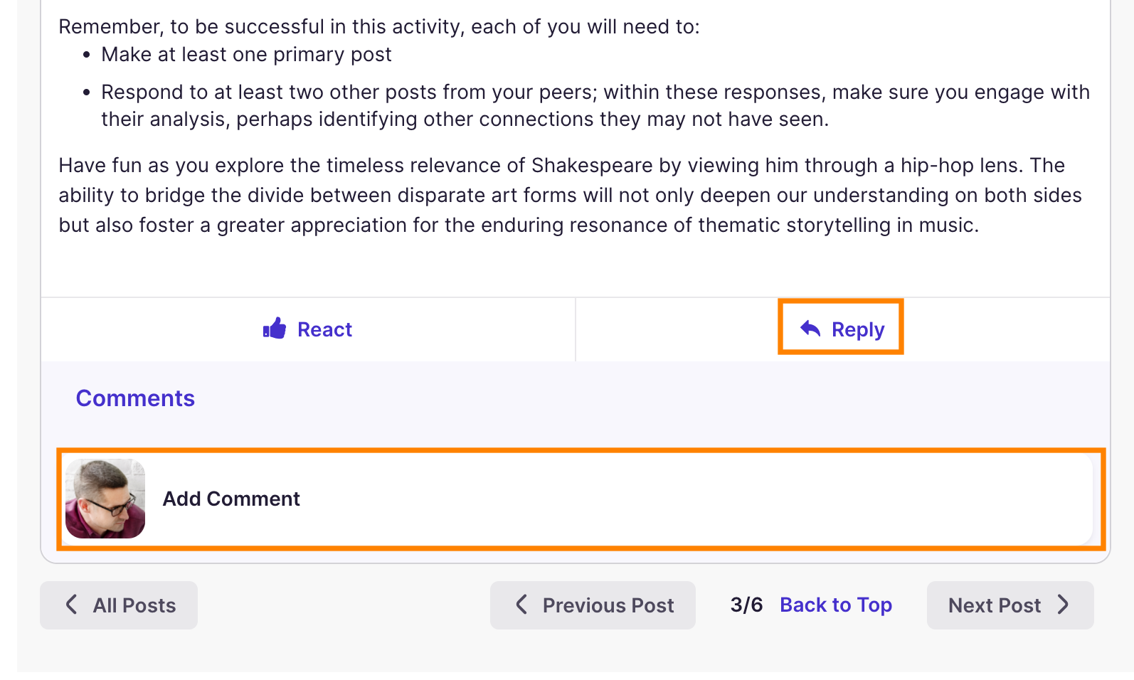 Discussion: View Post Add Comment Controls