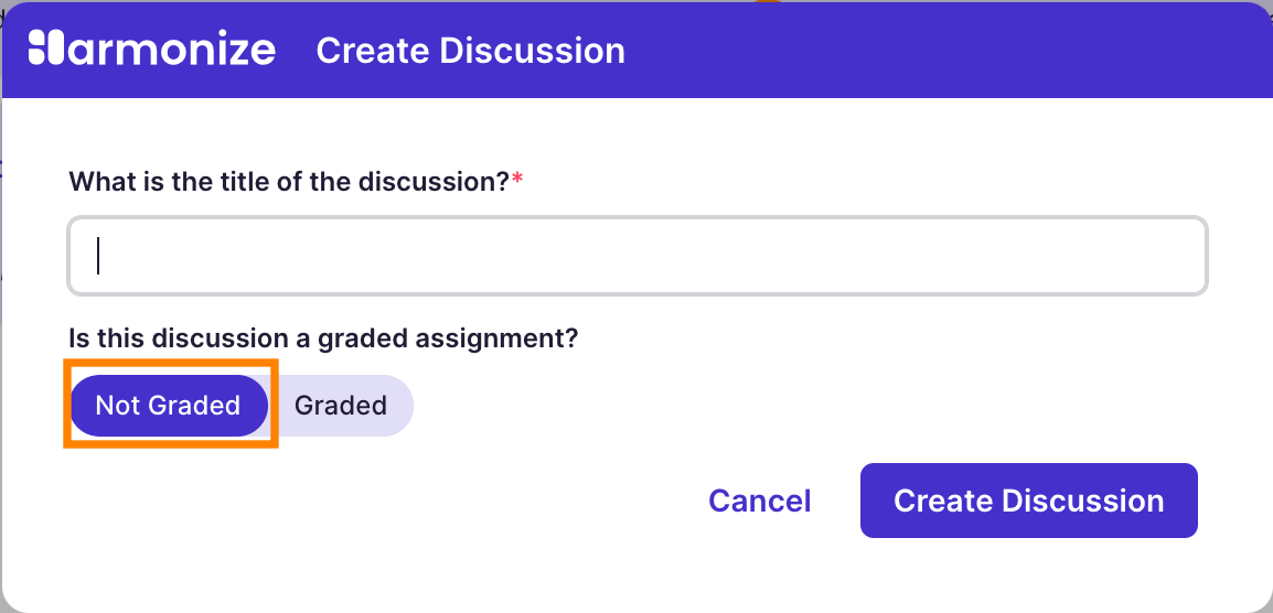 Create Discussion: Not Graded Option