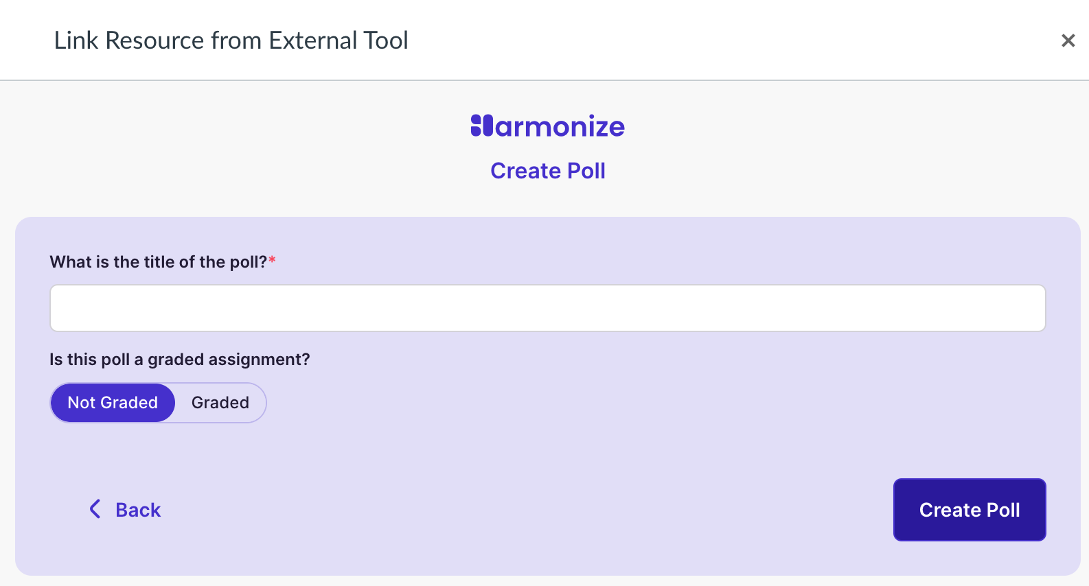 Resource Selection: Create New Non-Graded Poll