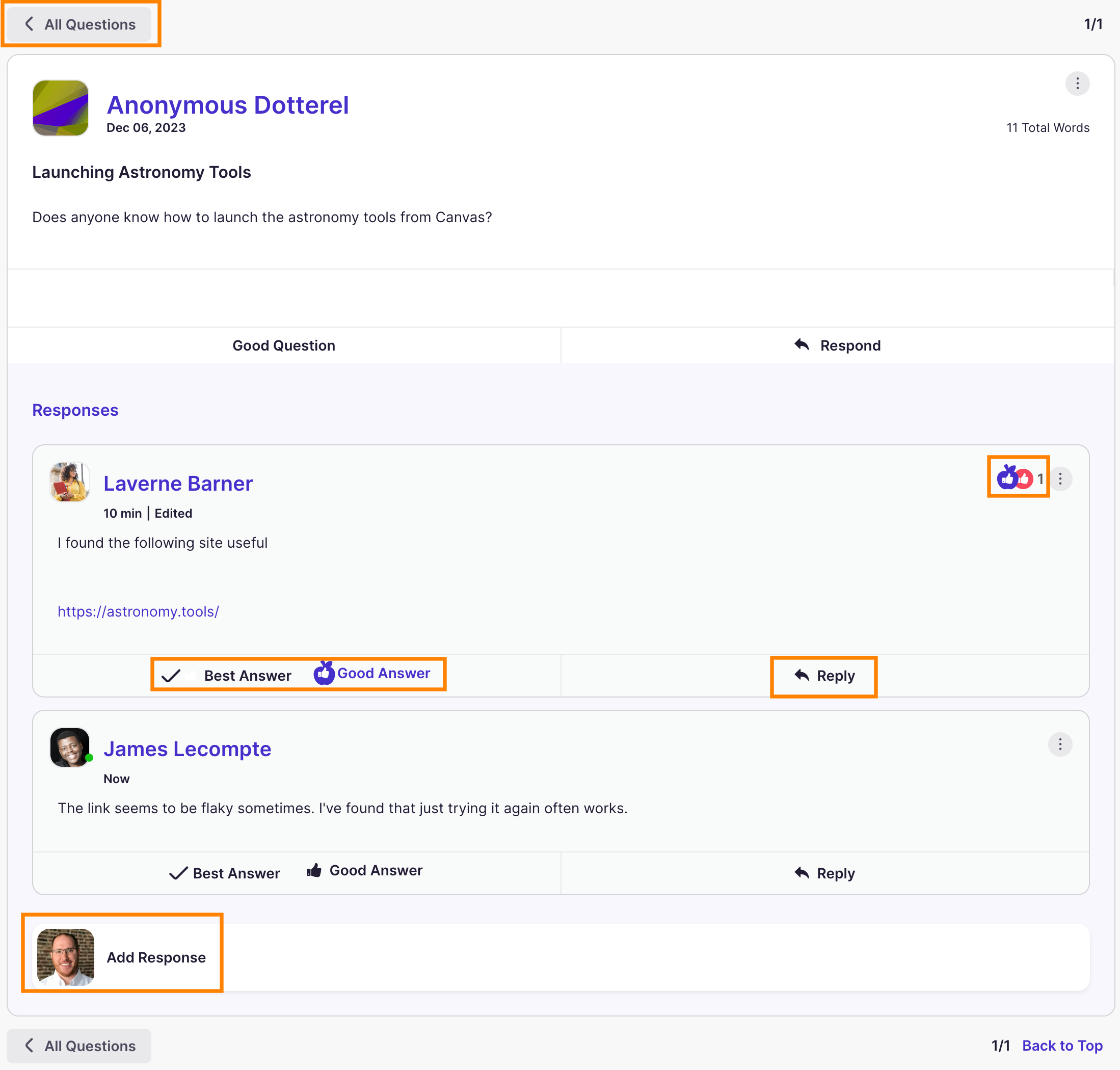 Question & Answer: Single Question View