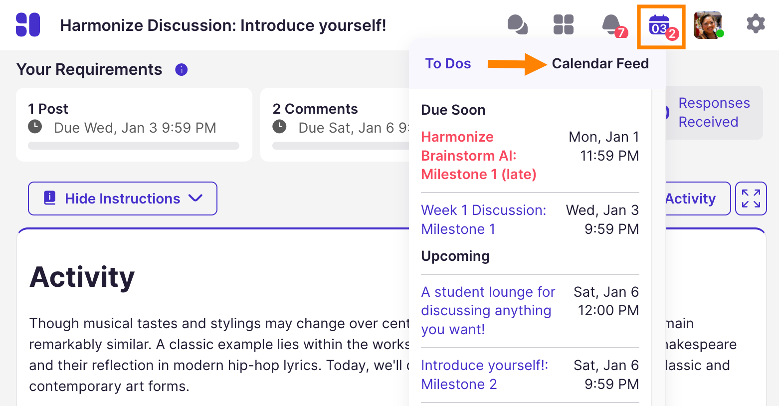 To Dos Drawer: Calendar Feed Link