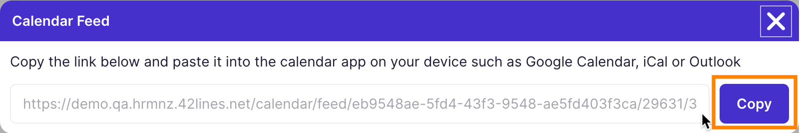 To Dos Drawer: Calendar Feed Dialog