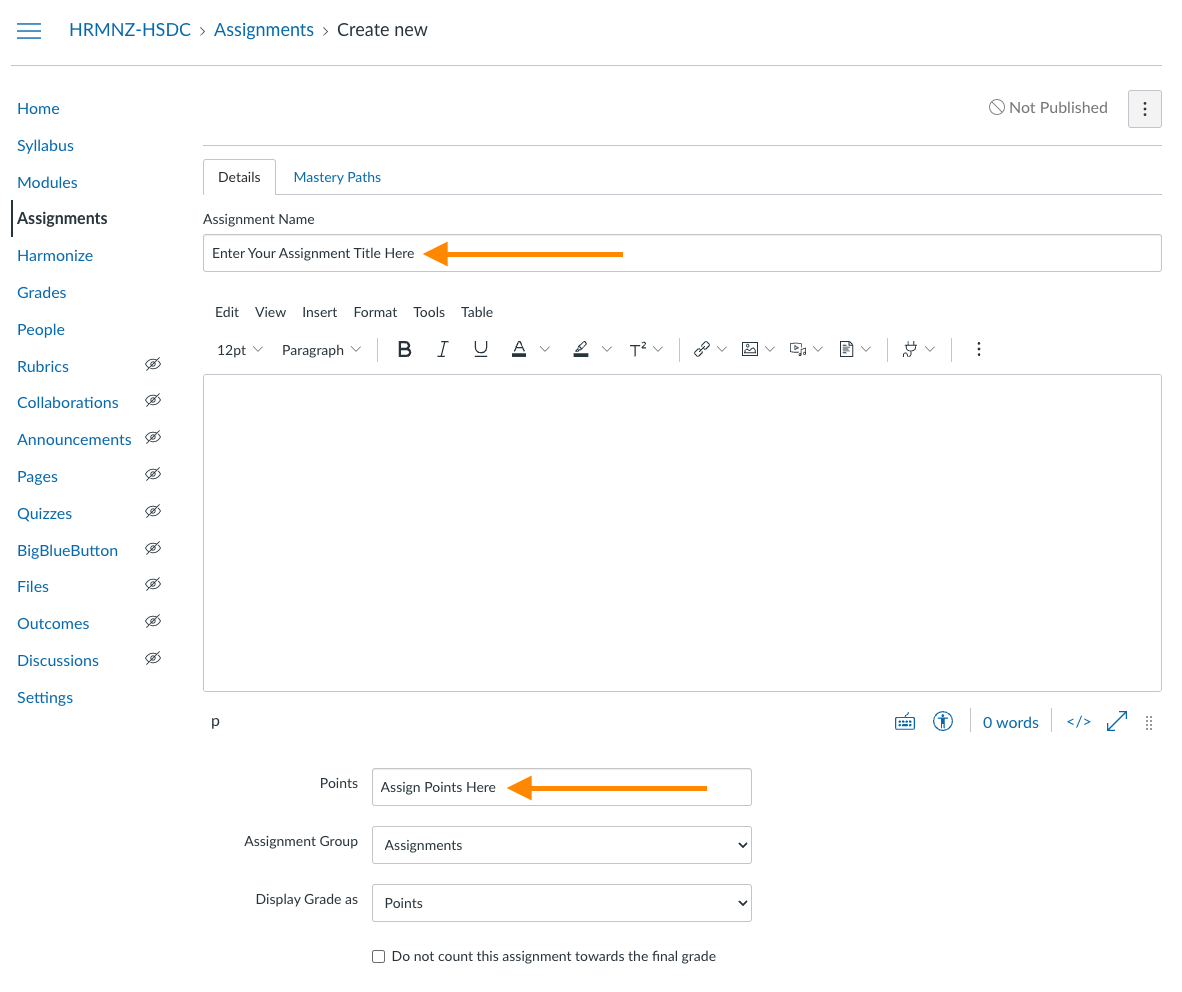 how to create a graded assignment in canvas