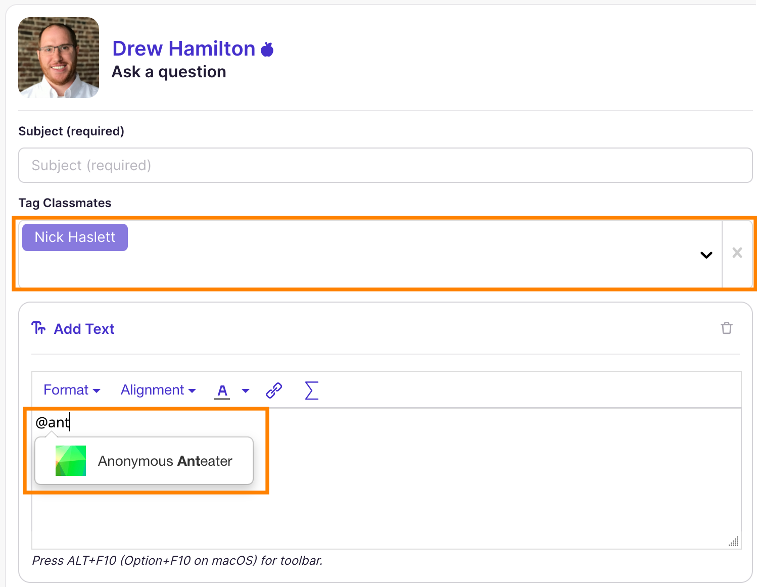 Q&A Board: Create Question Tag Users
