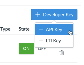 Canvas Developer Keys Page Add API Key Option