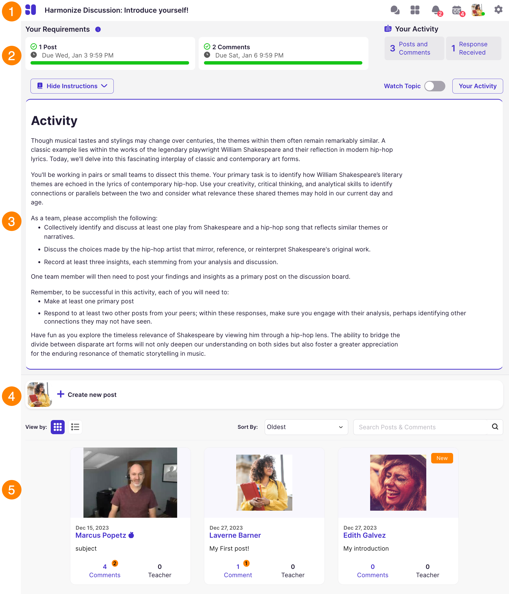 Discussion: Student All Posts Views by Section