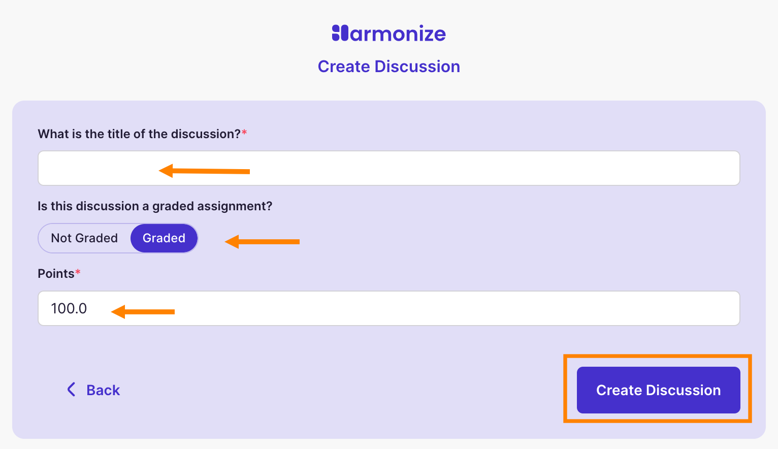 Resource Selector: Create Discussion Form and Options