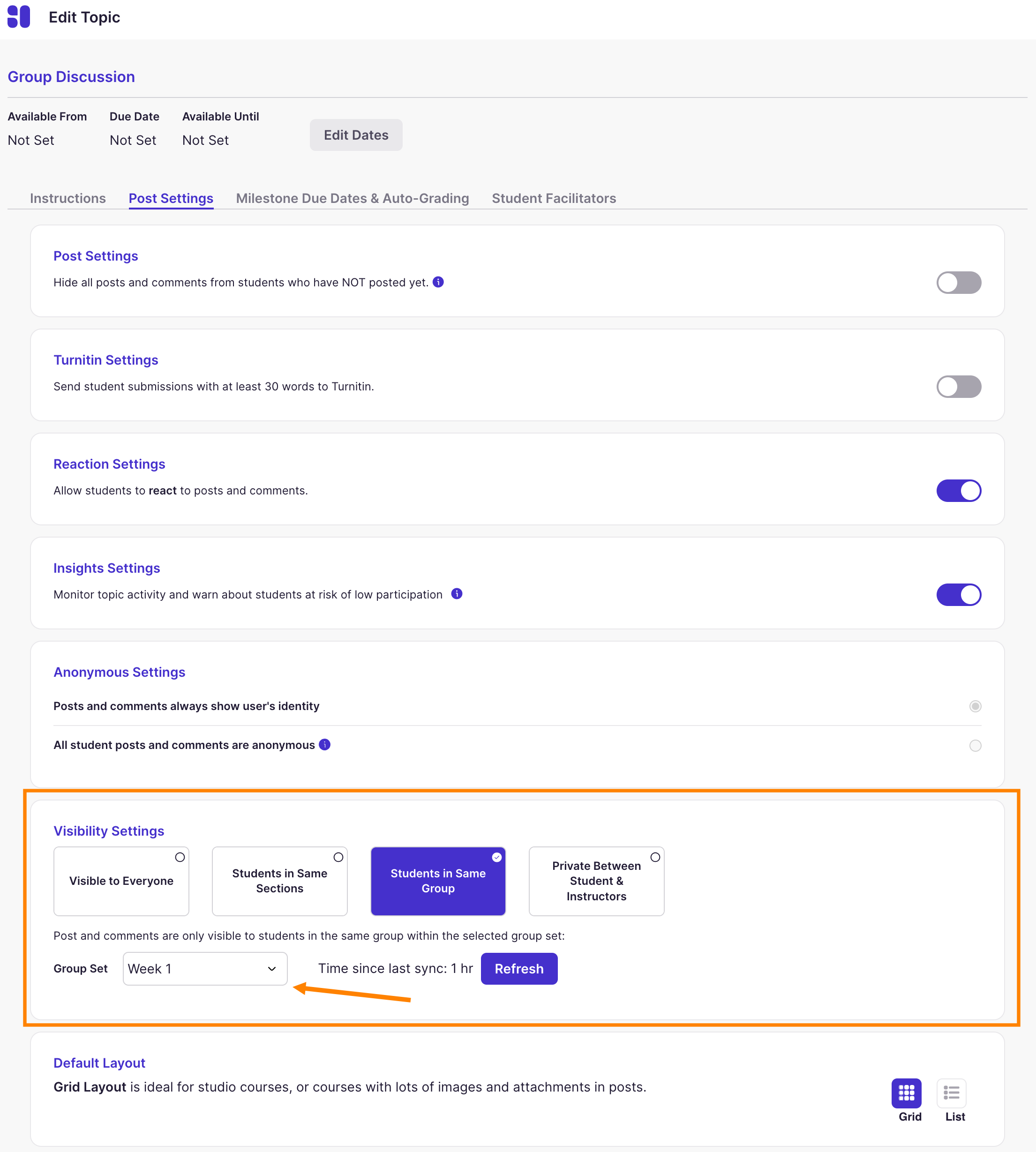 Discussion: Topic Settings Visibility Settings Group Option