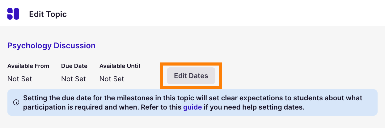 Edit Dates button