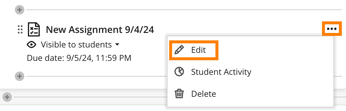 Menu icon + edit button