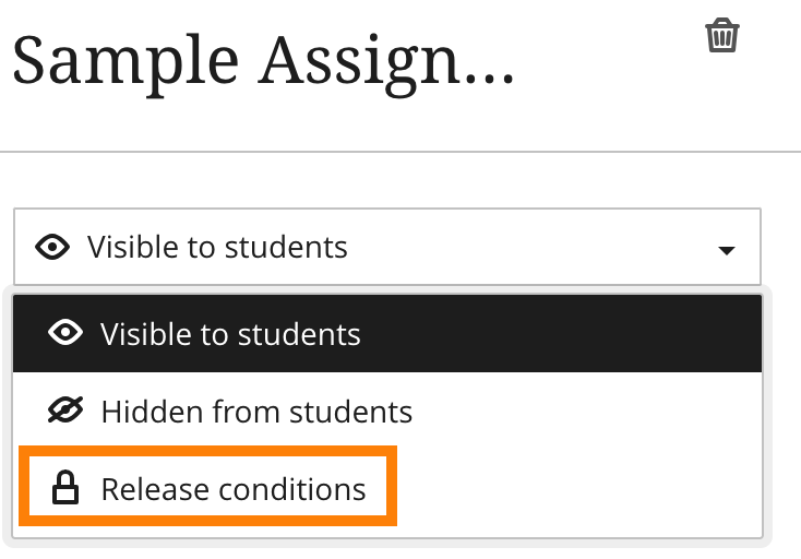 Release conditions option
