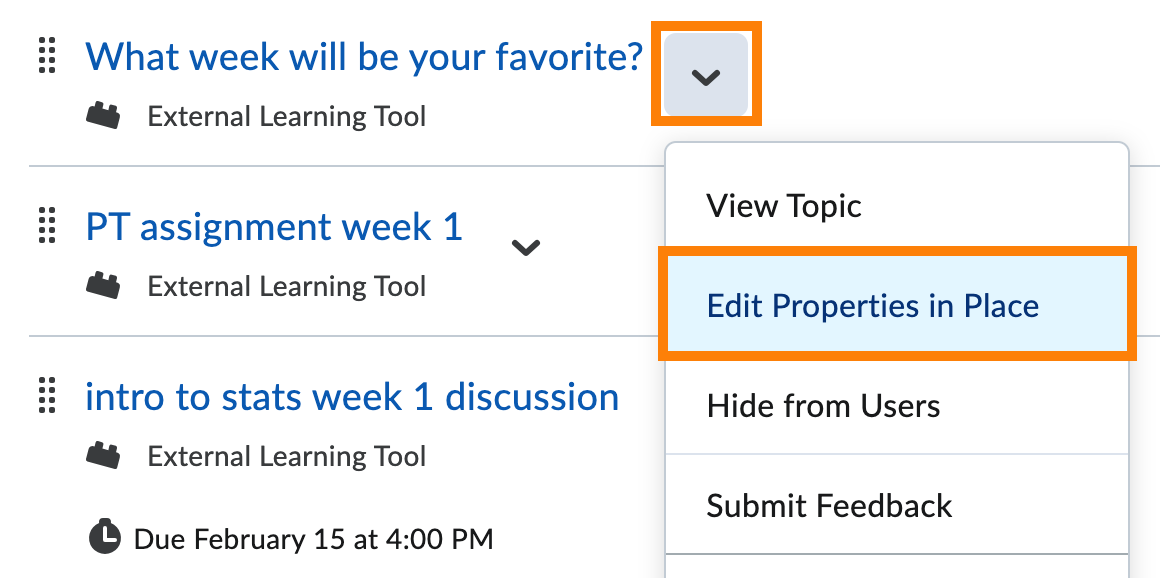 Menu icon + Edit Properties in Place field