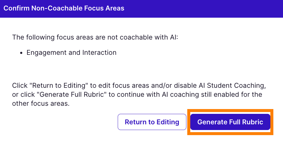 Generate Full Rubric Button