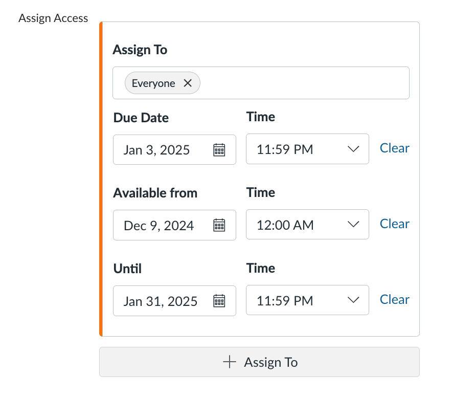 Assign Access panel in Canvas