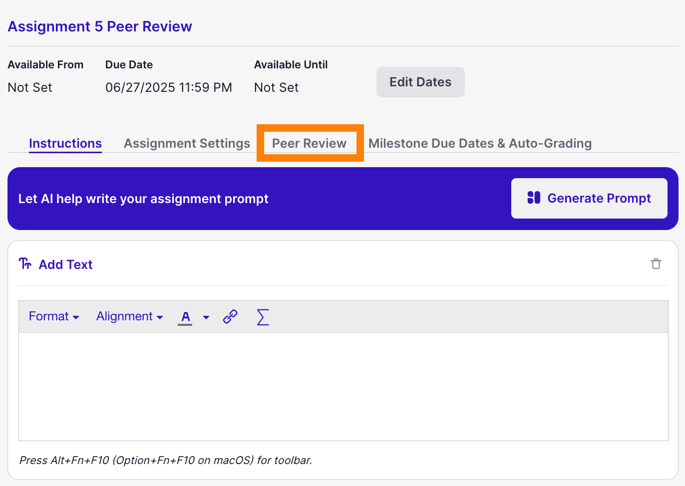 Select Peer Review tab