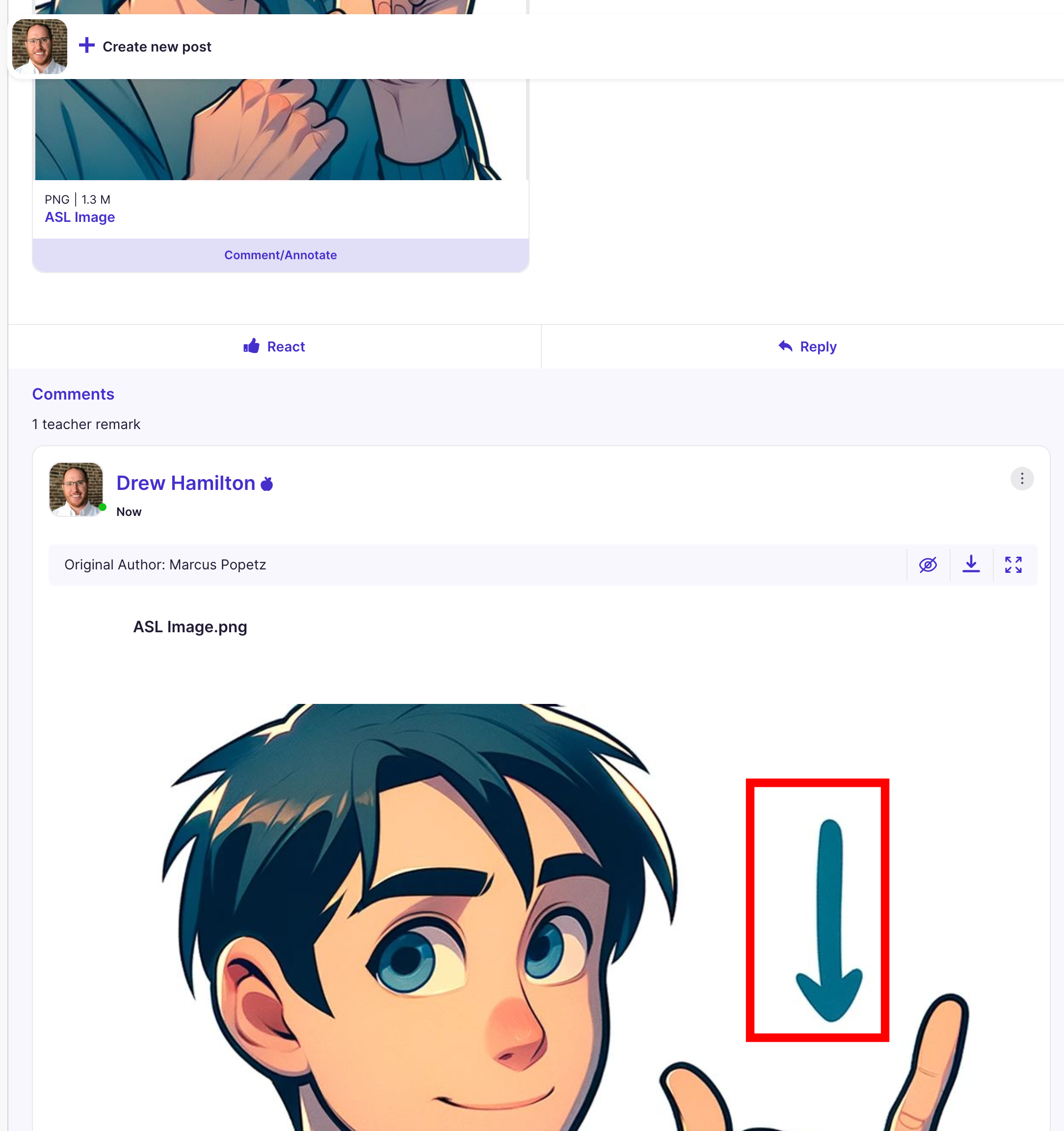 Discussion: Published Comment with Image Annotation