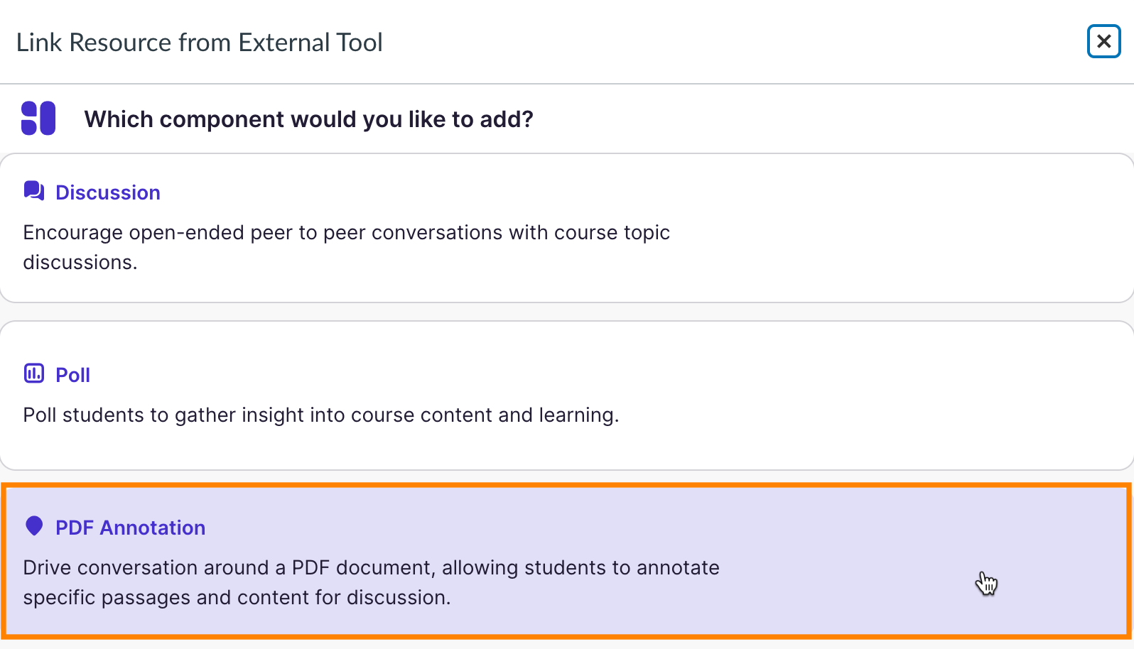 Resource Selector: Canvas View PDF Annotation Option