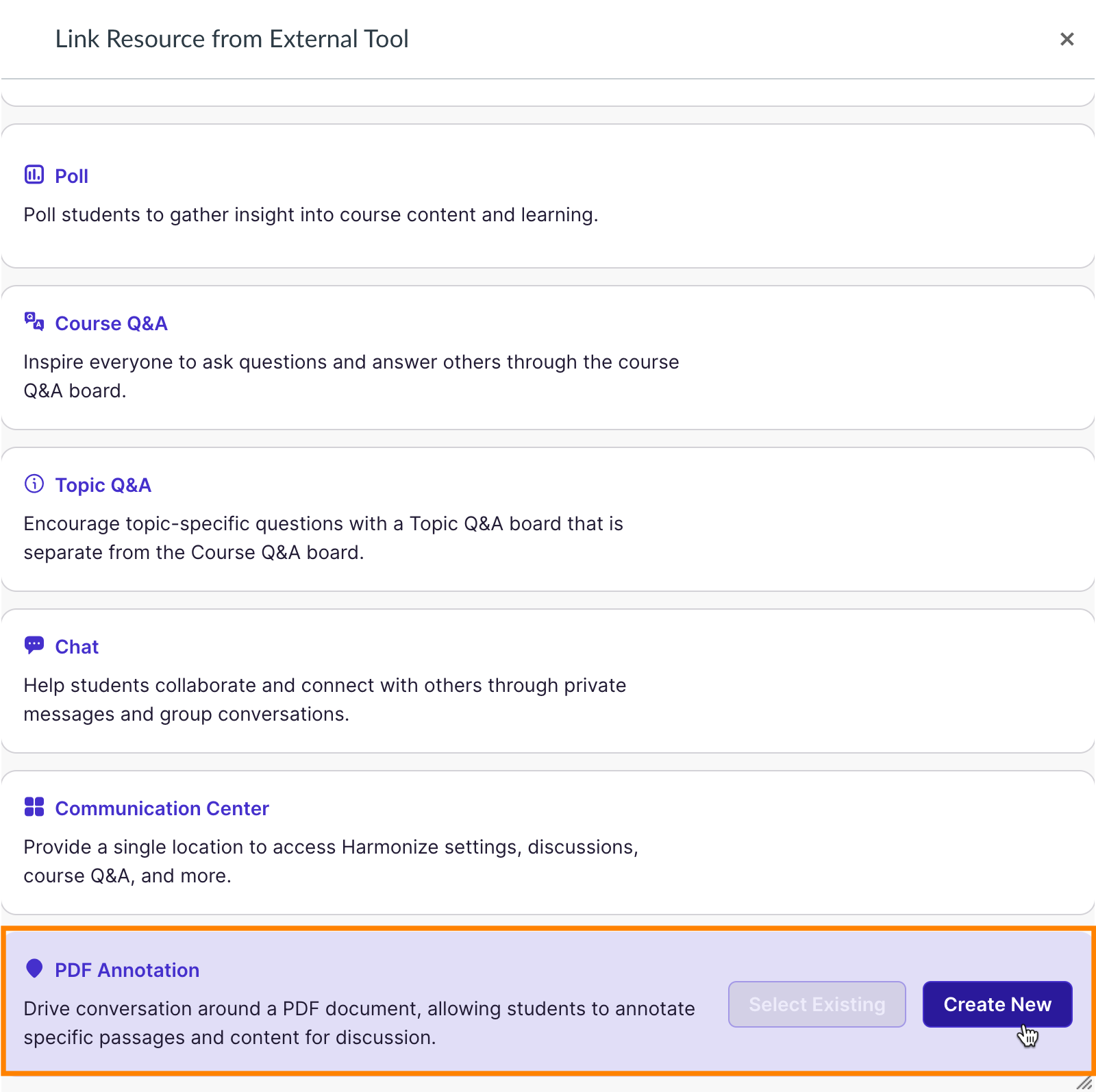 Resource Selector: PDF Annotation Option