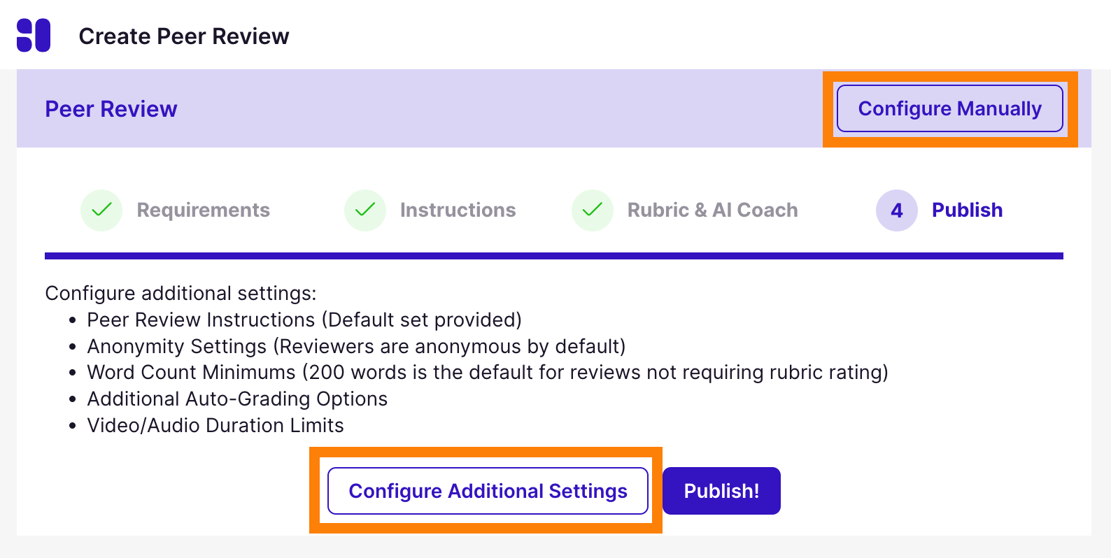 Configure Additional Settings or Configure Manually