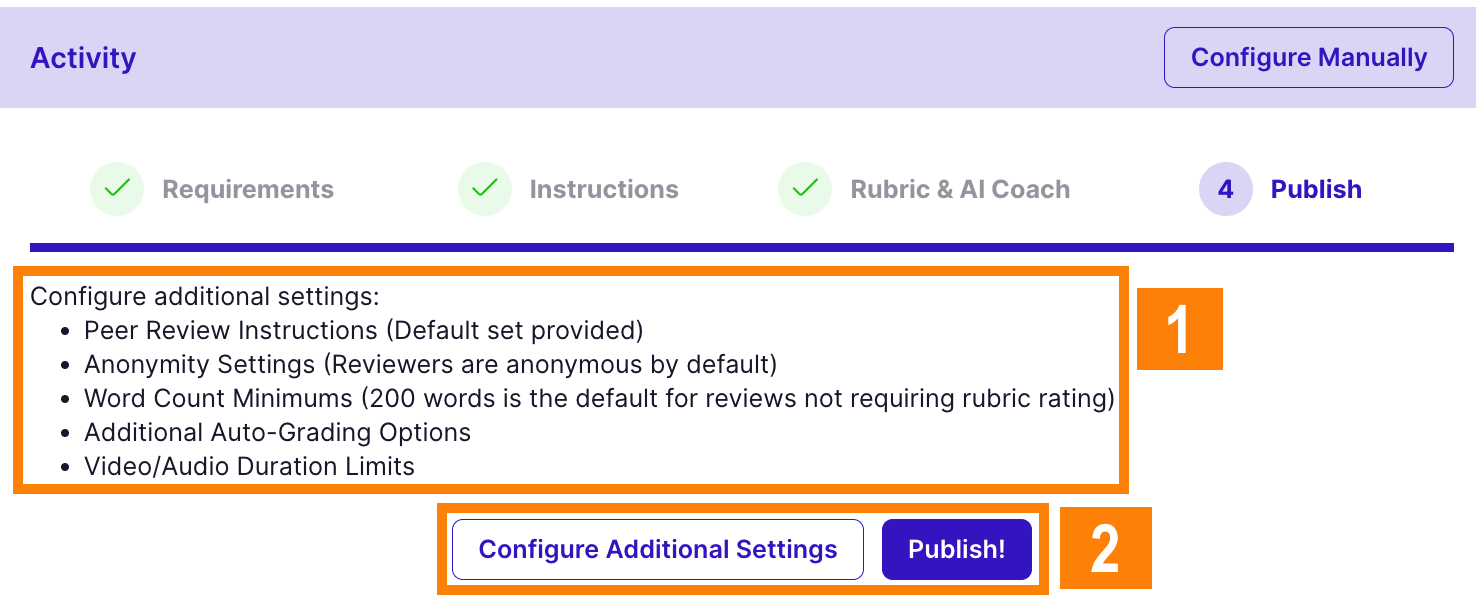 Configure additional settings or publish