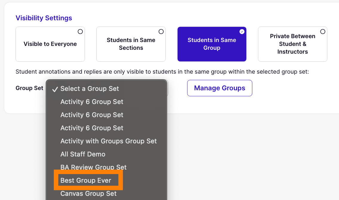 Group Set: Select Group
