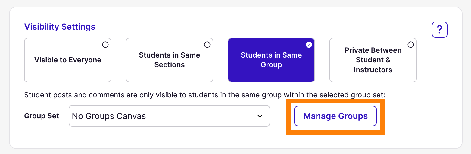 Visibility Settings: Manage Groups