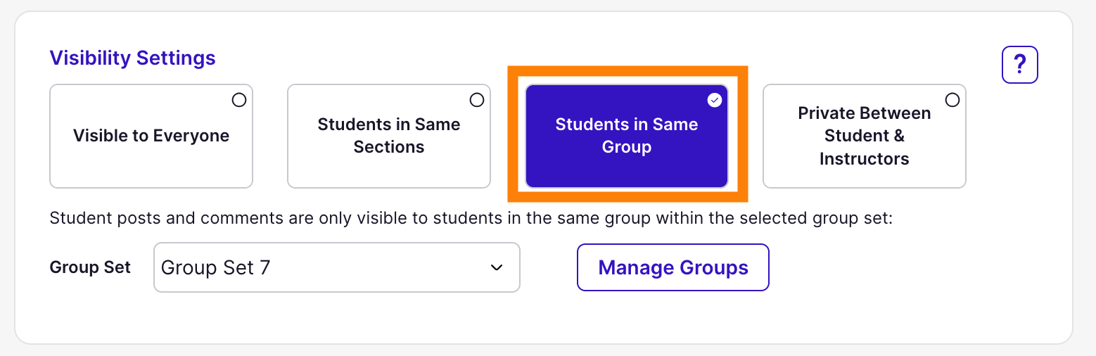 Visibility Settings: Students in Same Group
