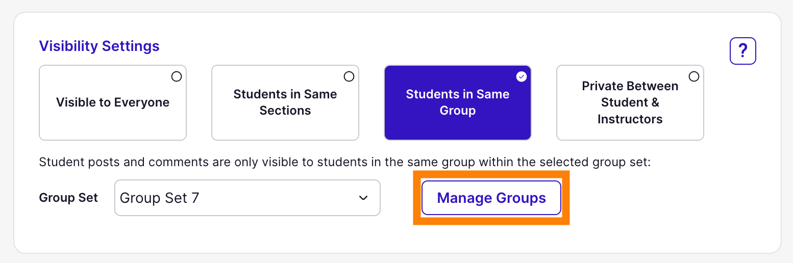 Students in Same Group: Manage Groups
