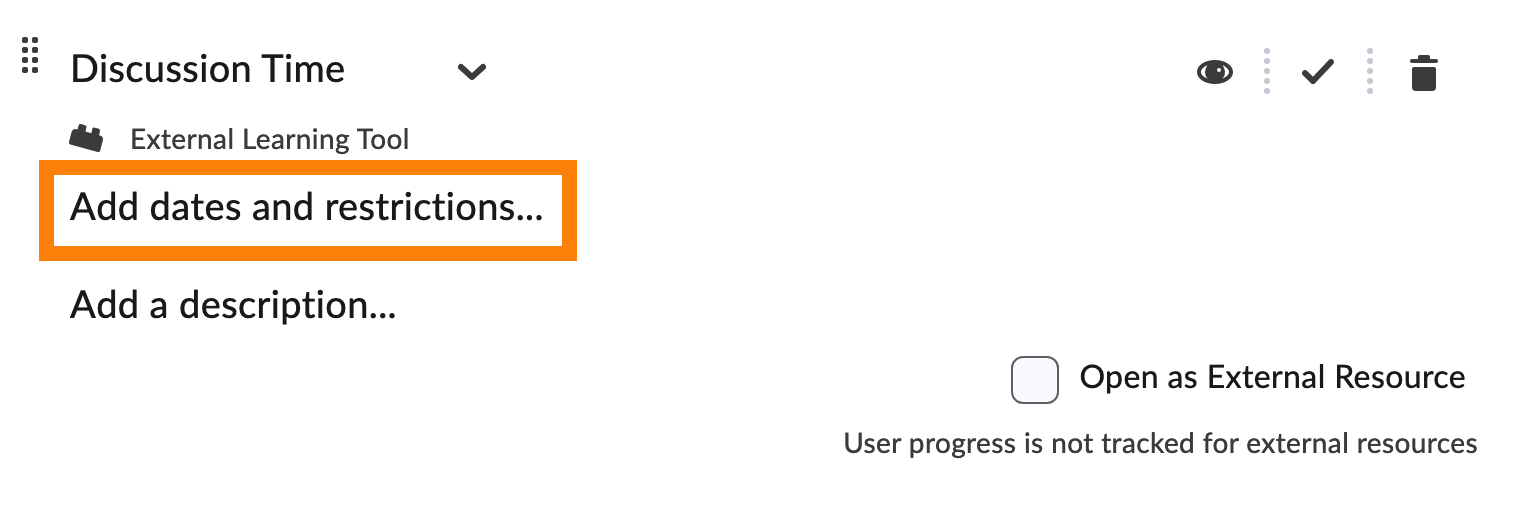Add dates and restrictions button