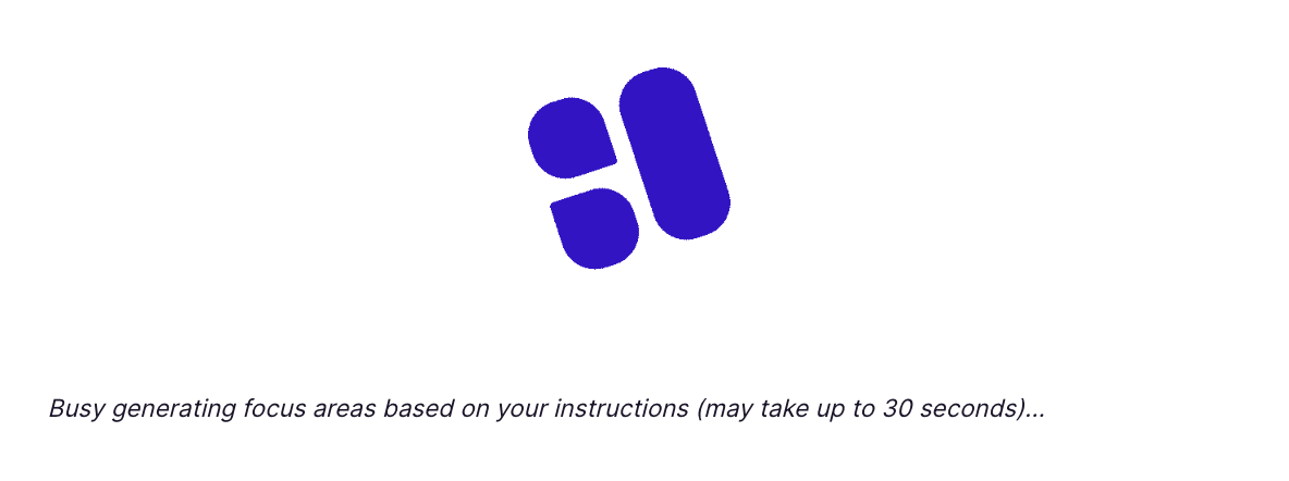 Loading screen for focus areas