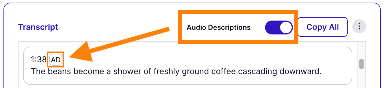 Audio descriptions toggled on