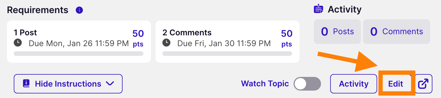 Edit button on instructions