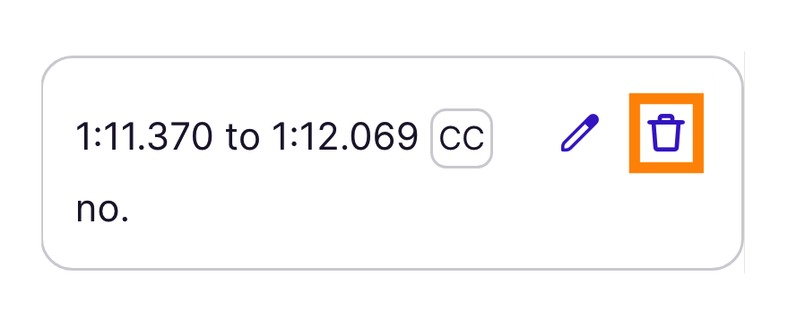 trash icon to delete